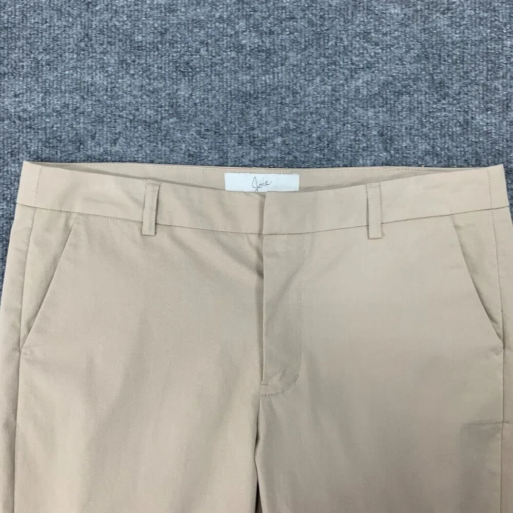 Joie Golda Pant Womens 4 Light Sand Welt Pockets Ankle Crop Zip Fly Straight Leg